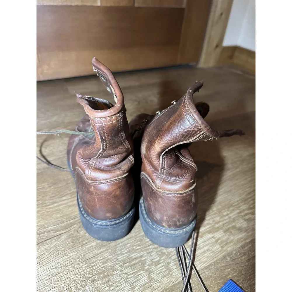 Double H 9714 Mens 7.5‎ EE Brown Leather Lace Up Work Boots USA Made